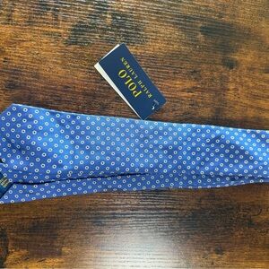 Ralph Lauren Blue Polka Dot Silk Tie